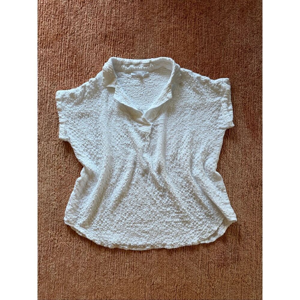 JANE+ DELANCE! White Textured Blouse Size XL Rayon Stretch Top
